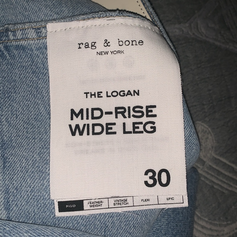 rag & bone Logan Distressed Mid Rise Wide
Leg Jeans Color: Ludlow size 30&31 - Picture 8 of 13
